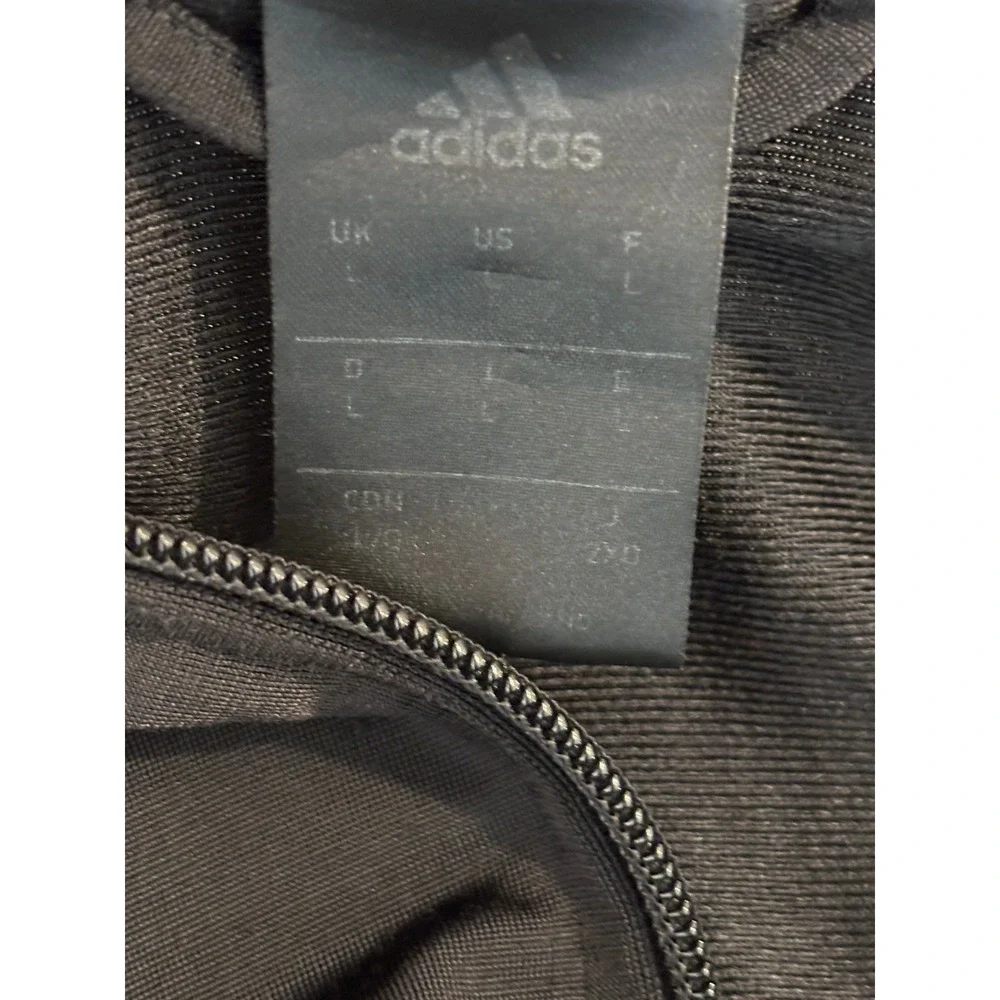 Adidas Mens Full Zip Track Jacket Black Grey Striped Soccer Training Large